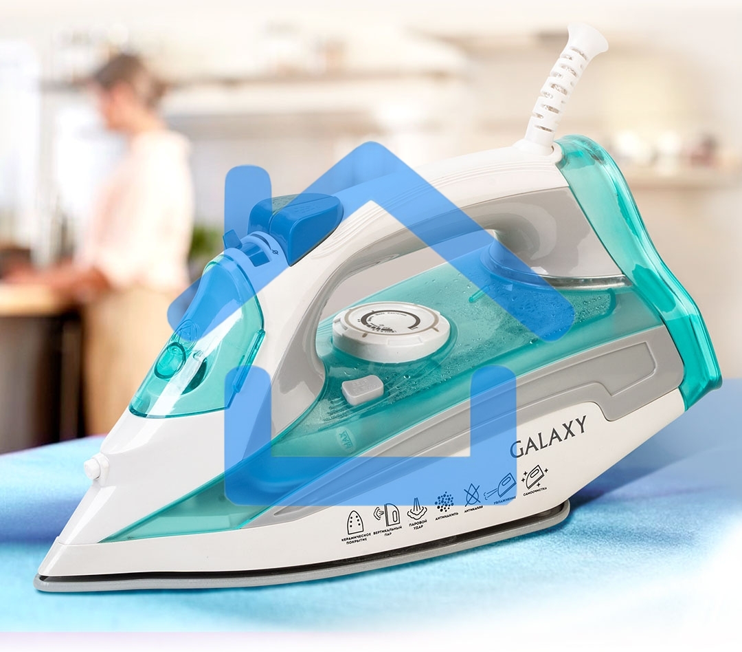 Утюг Galaxy Line GL 6127, бирюзовый, паровой, 2200 Вт, постоянный пар 50 г/мин, паровой удар 170 г/мин, функции: самоочистка, антикапля, антинакипь, функция увлажнения, вертикальное отпаривание, защита от перегрева, индикатор нагрева, керамическое покрыти