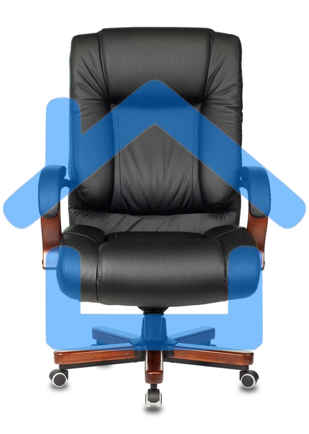 Кресло руководителя Бюрократ T-9925WALNUT/BLACK черный, кожа, крестовина дерево