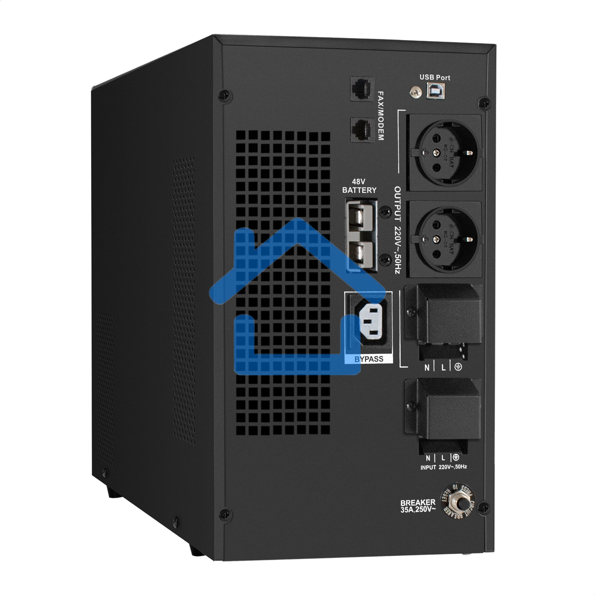 Комплект ИБП EX295991RUS + батарея 45Aч EX285666RUS 4шт (инвертор, синус, для котла) ExeGate SineTower SZ-5000.LCD.AVR.2SH.1C13.T.RJ.USB <5000VA/4000W, чистый синусоида, LCD дисплей, AVR, 2*Schuko+1*C13+клеммы, RJ45/11, USB, линейно-интерактивный, черный>