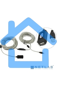 Кабель-адаптер Aopen/Qust USB2.0-repeater, удлинительный активный <Am-->Af> 20м (ACU823-20M) 6938510851345