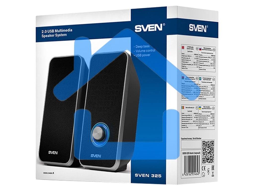 Акустическая система 2.0 SVEN 325, черный, USB, мощность 2x3 Вт(RMS) SVEN 325, черный, USB, акустическая система 2.0, мощность 2x3 Вт(RMS)