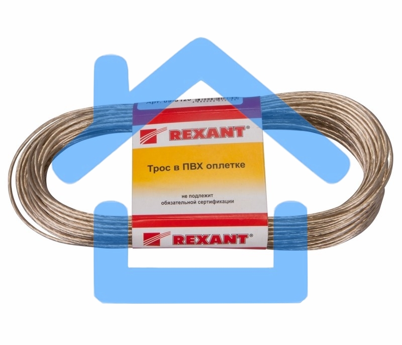 Трос стальной в ПВХ оплетке d=2,0 мм, прозрачный (моток 20 м) Rexant