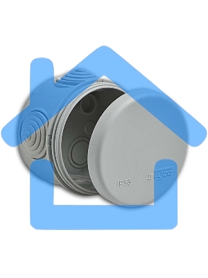 Рувинил 67020 Тусо.Коробка расп. для о/п, D = 70мм, Н = 50мм, 4ввода, IP55 (св.-серая)