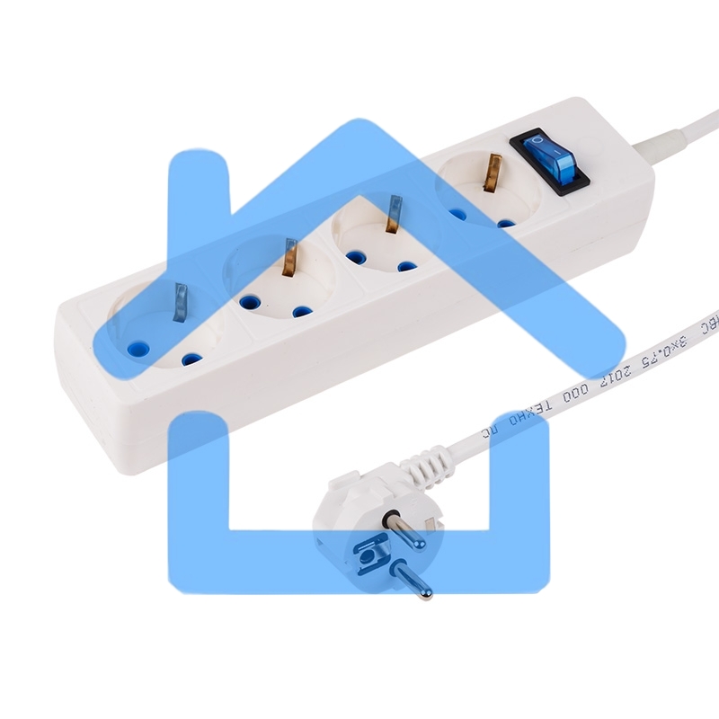 Сетевой фильтр PROconnect STANDARD 4 гнезда, 5 м, 3х0.75 мм², с/з, белый