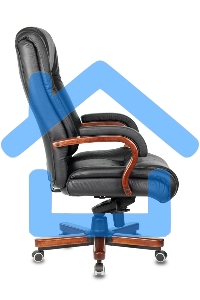 Кресло руководителя Бюрократ T-9925WALNUT/BLACK черный, кожа, крестовина дерево