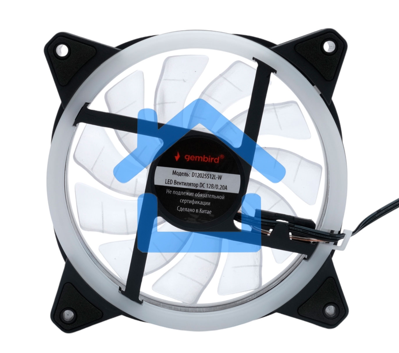 Вентилятор для корпуса Gembird D12025S12L-W черный, 120 мм, 1200 об/мин, 20.5 дБ, 3 pin