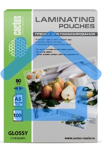 Пленка для ламинирования Cactus 80мкм A5 (100шт) глянцевая 154x216мм CS-LPGA580100