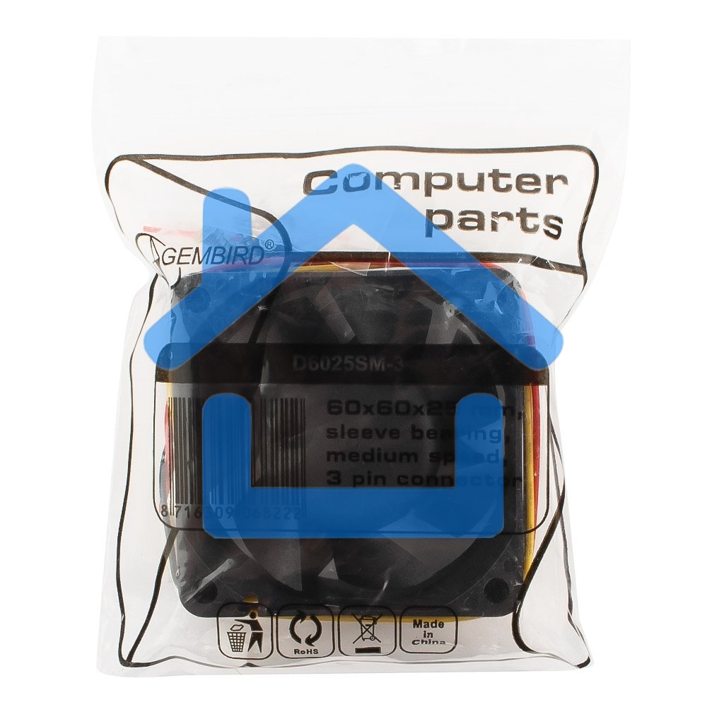 Вентилятор для корпуса Gembird 7778 черный, 60 мм, 4000 об/мин, 25 дБ, 3 pin