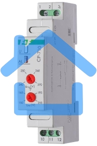 Реле напряжения CP-710 (однофазный; контроль верхнего и нижнего значений напряжения; монтаж на DIN-рейке 35мм; 230В 10А 1P IP20) F&F EA04.009.001
