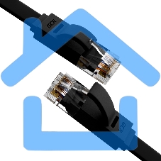 Патч-корд Greenconnect PROF плоский прямой 10.0m, UTP медь кат.6, черный, позолоченные контакты, 30 AWG, GCR-LNC616-10.0m, ethernet high speed 10 Gbит/с, RJ45, T568B