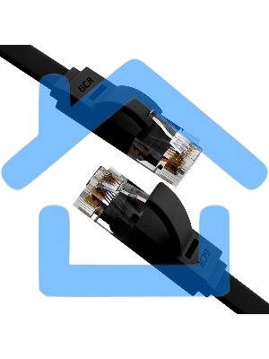 Патч-корд Greenconnect PROF плоский прямой 10.0m, UTP медь кат.6, черный, позолоченные контакты, 30 AWG, GCR-LNC616-10.0m, ethernet high speed 10 Gbит/с, RJ45, T568B