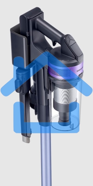 Пылесос вертикальный Samsung VS15A6031R4/EV фиолетовый/черный, питание от аккумулятора, 150 Вт, уборка сухая, пылесборник 0.8 л, работа от АКБ max 40 мин.