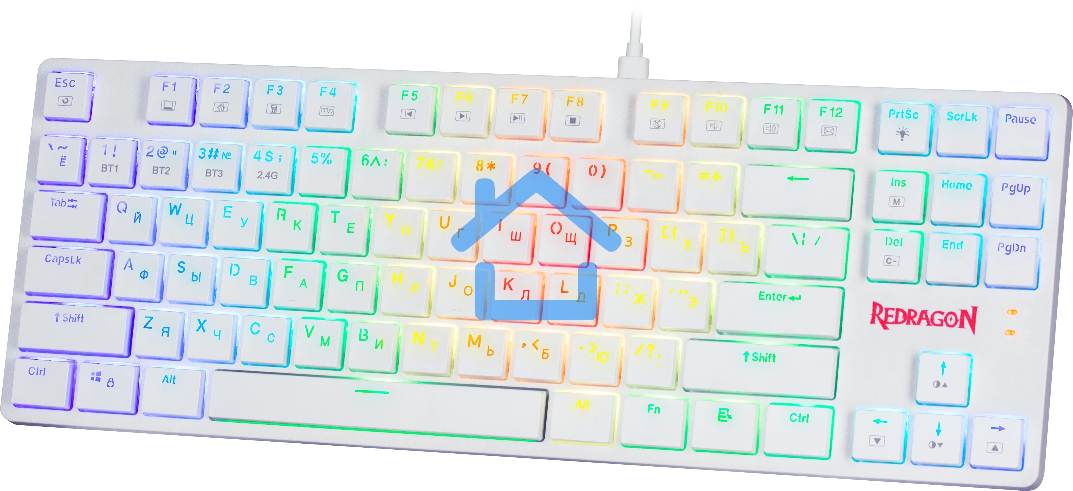 Клавиатура Redragon Anubis беспроводная, USB, Bluetooth/Радиоканал, белый
