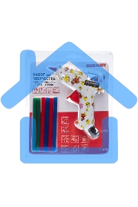 Пистолет клеевой Rexant, 15 Вт, Ø7 мм + набор цветных стержней 12 шт, блистер