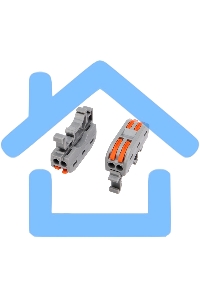 Клемма соединительная многоразовая проходная 2-полюсная, с креплением на DIN-рейку (0,08-4 мм²) серая (50 шт./уп.) Rexant