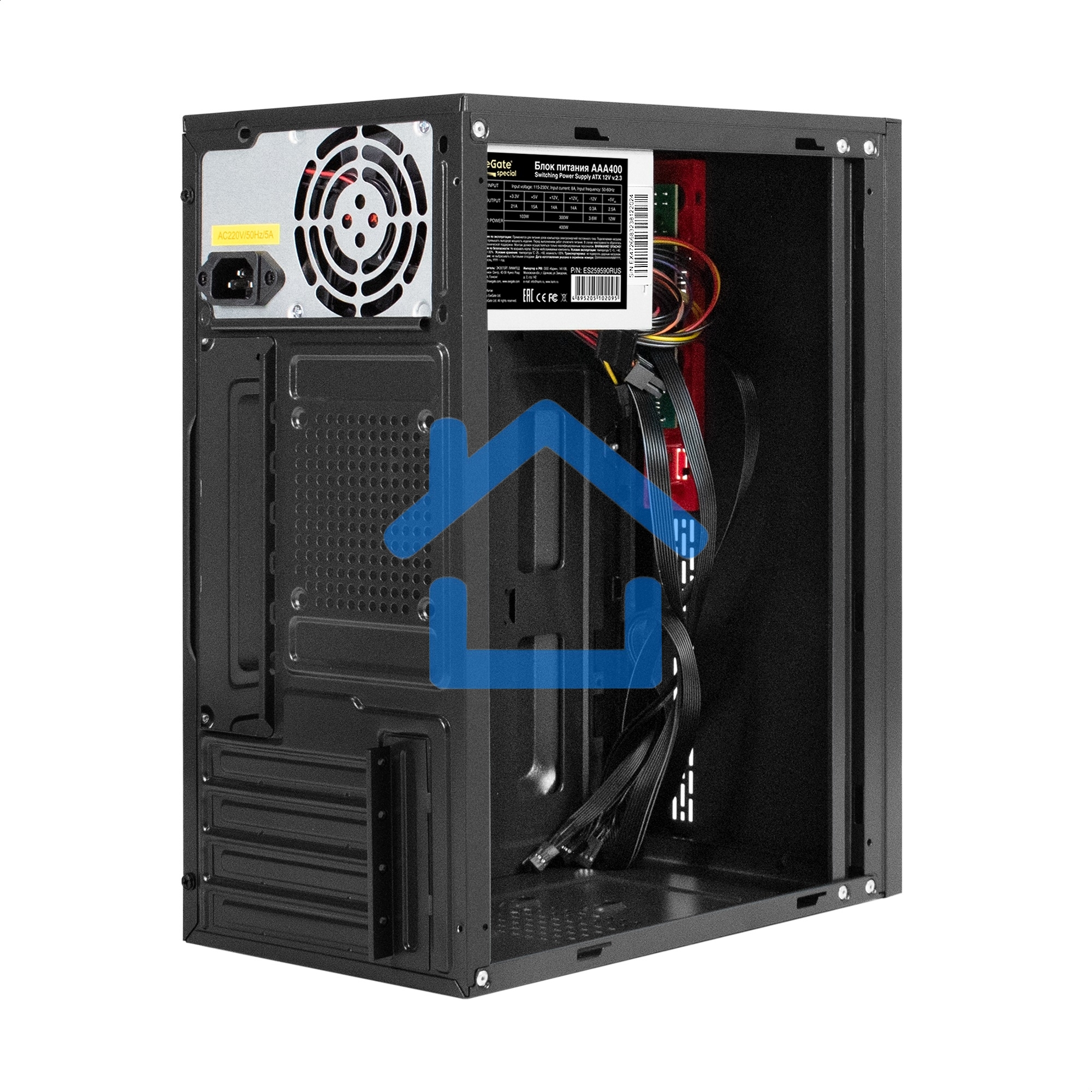 Компьютерный корпус Minitower ExeGate BAA-403-AAA400 (mATX, БП AAA400 с вент. 8см, 2*USB, HD Audio, черный)