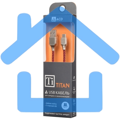 Кабель USB ACD-Titan MicroUSB ~ USB-A Нейлон, 1м, красно-черный (ACD-U927-M1R)