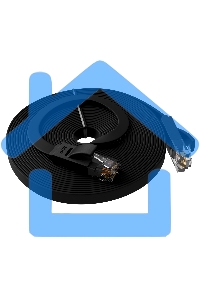 Патч-корд Greenconnect PROF плоский прямой 10.0m, UTP медь кат.6, черный, позолоченные контакты, 30 AWG, GCR-LNC616-10.0m, ethernet high speed 10 Gbит/с, RJ45, T568B