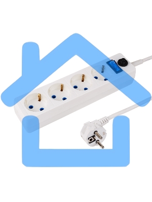 Сетевой фильтр PROconnect STANDARD 4 гнезда, 1.5 м, 3х0.75 мм², с/з + автовыкл., белый