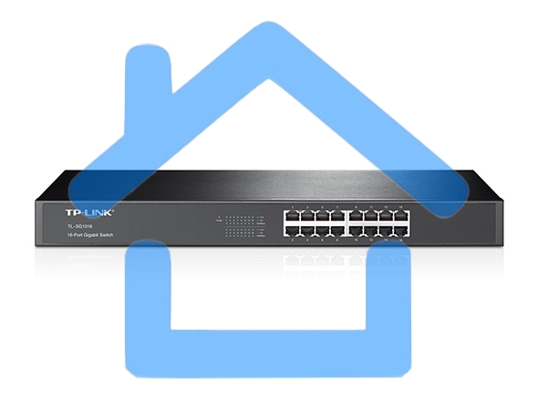 Коммутатор TP-Link SMB TL-SG1016 Коммутатор 16-port Gigabit Switch, 1U 19-inch rack-mountable steel case