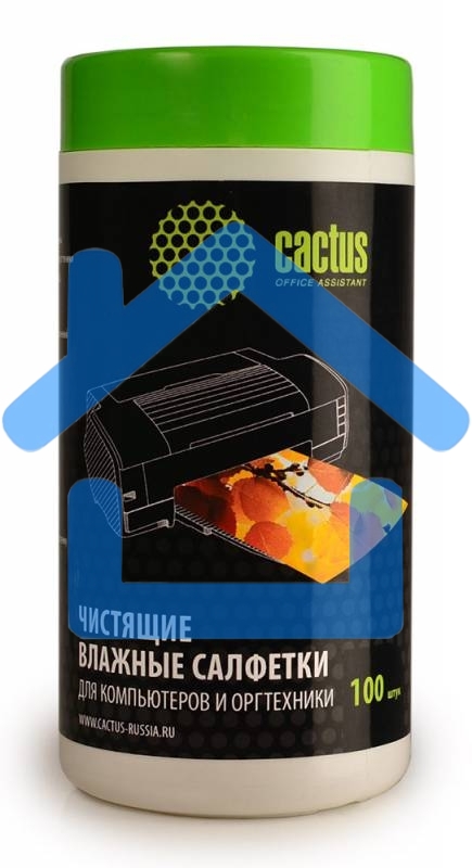 Салфетки Cactus CS-T1002 Туба с чистящими салфетками для компьютеров и оргтехники, 100 шт