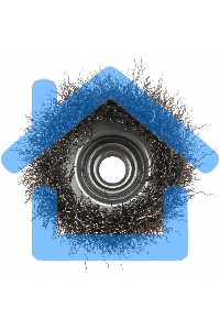 Щетка для УШМ, 75 мм, М14, Чашка, витая нержавеющая проволока 0,3 мм Denzel