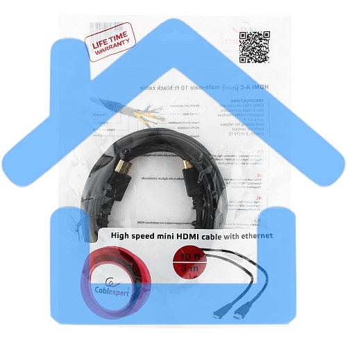 Кабель HDMI-miniHDMI Cablexpert CC-HDMI4C-10, 19M/19M, v2.0, медь, позол.разъемы, экран, 3.0м, черный, пакет