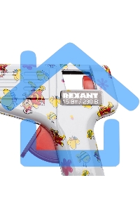 Пистолет клеевой Rexant, 15 Вт, Ø7 мм + набор цветных стержней 12 шт, блистер
