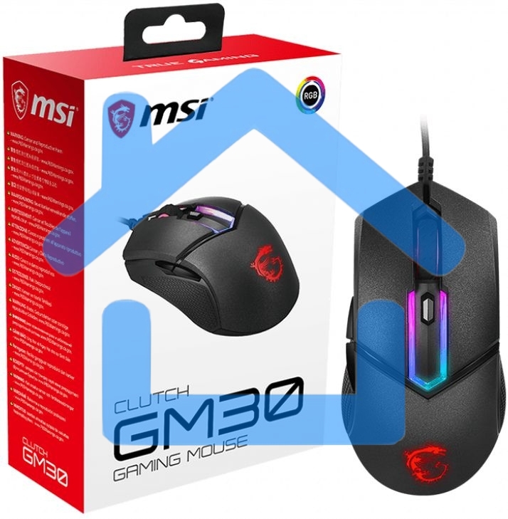 Мышь проводная MSI Clutch GM30 черный, 6200 dpi, USB, кнопки - 6