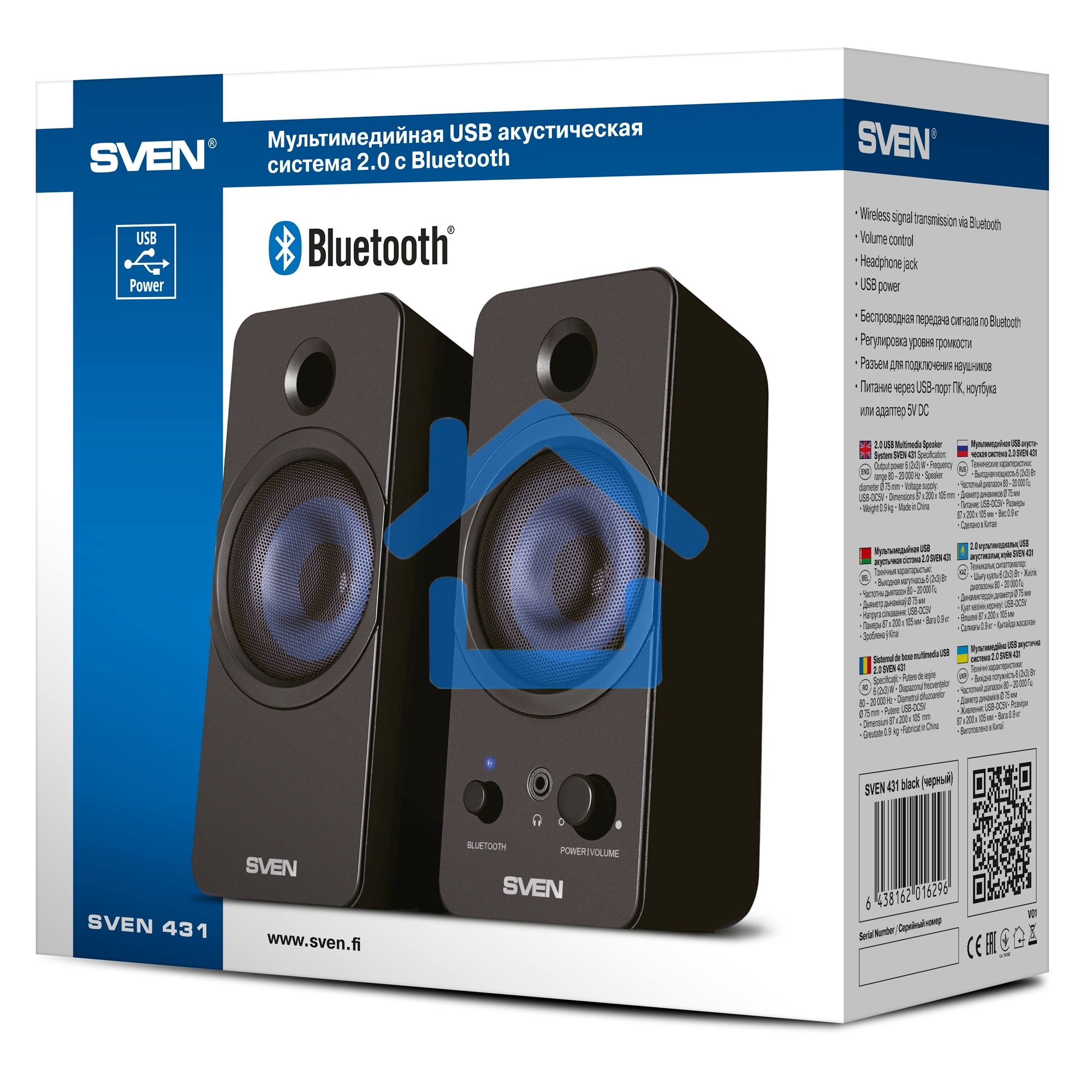 Акустическая система SVEN АС SVEN 431, черный (6 Вт, питание USB, Bluetooth)