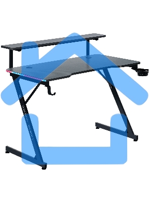 Стол игровой Defender Adamant полка,подвесы,черный,МДФ,RGB