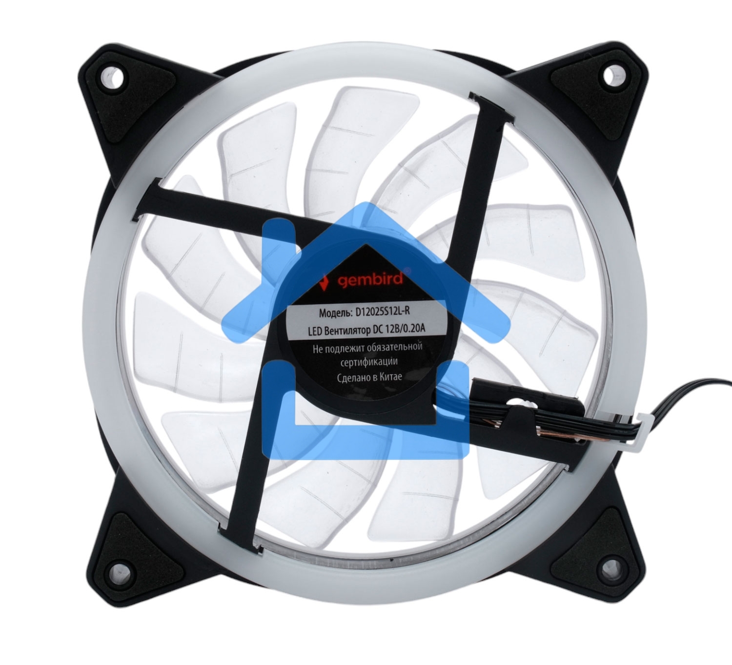Вентилятор для корпуса Gembird D12025S12L-R черный, 120 мм, 1200 об/мин, 20.5 дБ, 3 pin