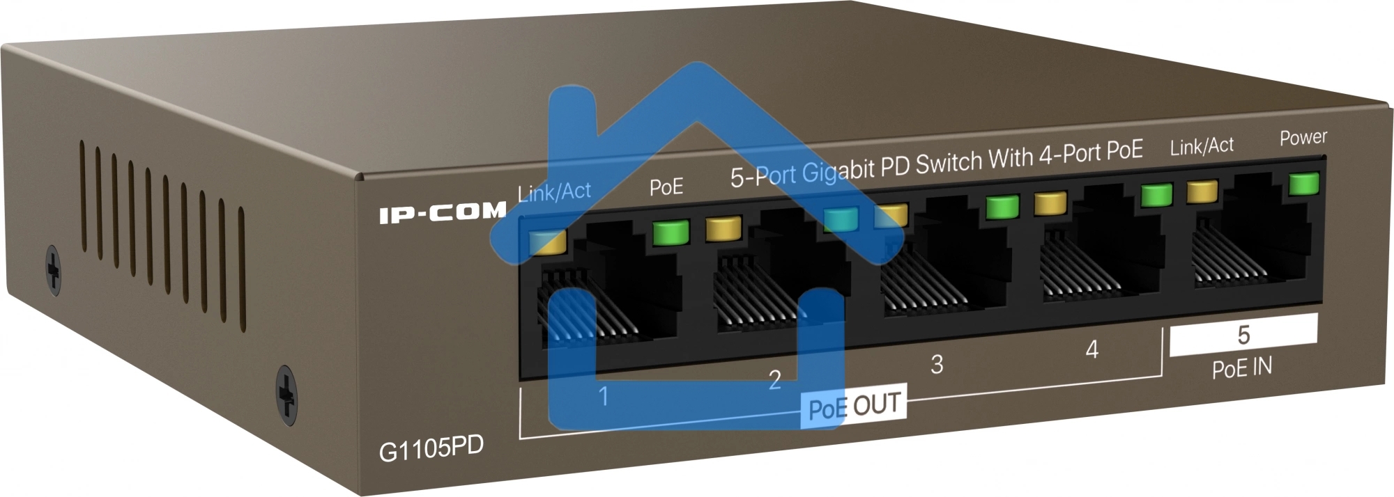 Гигабитный коммутатор IP-COM G1105PD-5-портовый PD с 4 портами PoE