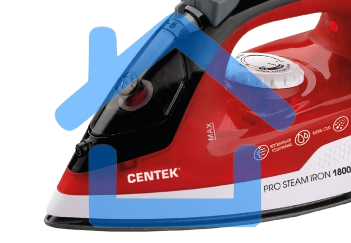 Утюг Centek CT-2347 RED 1800Вт, антипригар. подошва, паровой удар, самоочистка, 200мл