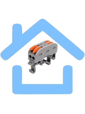 Клемма соединительная многоразовая проходная 2-полюсная, с креплением на DIN-рейку (0,08-4 мм²) серая (50 шт./уп.) Rexant