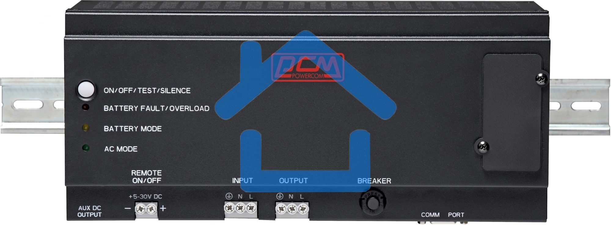 Источник бесперебойного питания Powercom DRU 850VA/510W, DIN Rail, 230V, RS-232, 2 year warranty (1114019)