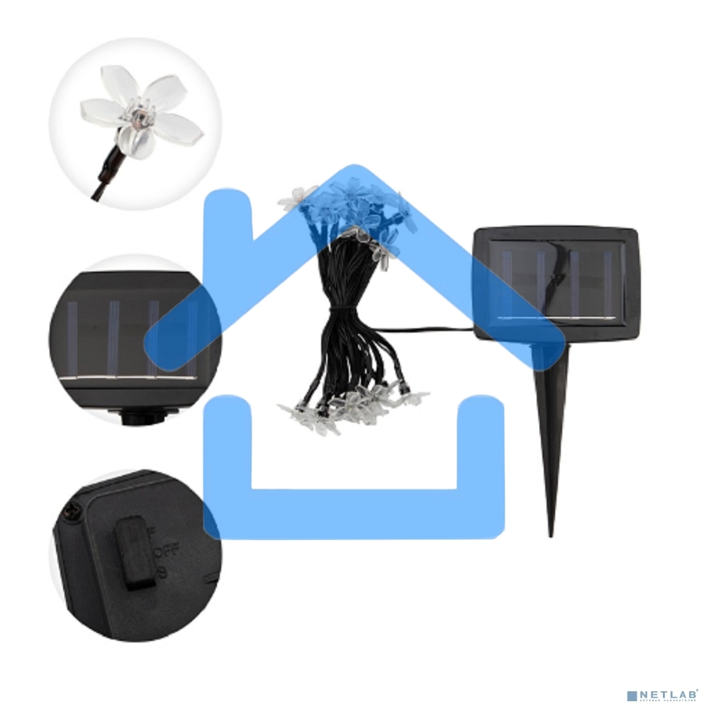 Каскад Lamper Ночной букет LED 4 м с выносной солнечной панелью 2 м и аккумулятором, теплое белое свечение