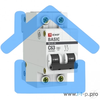 Автоматический выключатель EKF mcb4729-2-10C 2P 10А (C) 4,5кА ВА 47-29 EKF Basic