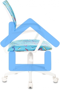 Кресло детское Бюрократ BUROKIDS 1 W Sticks 06 голубой, крестов. пластик, пластик белый