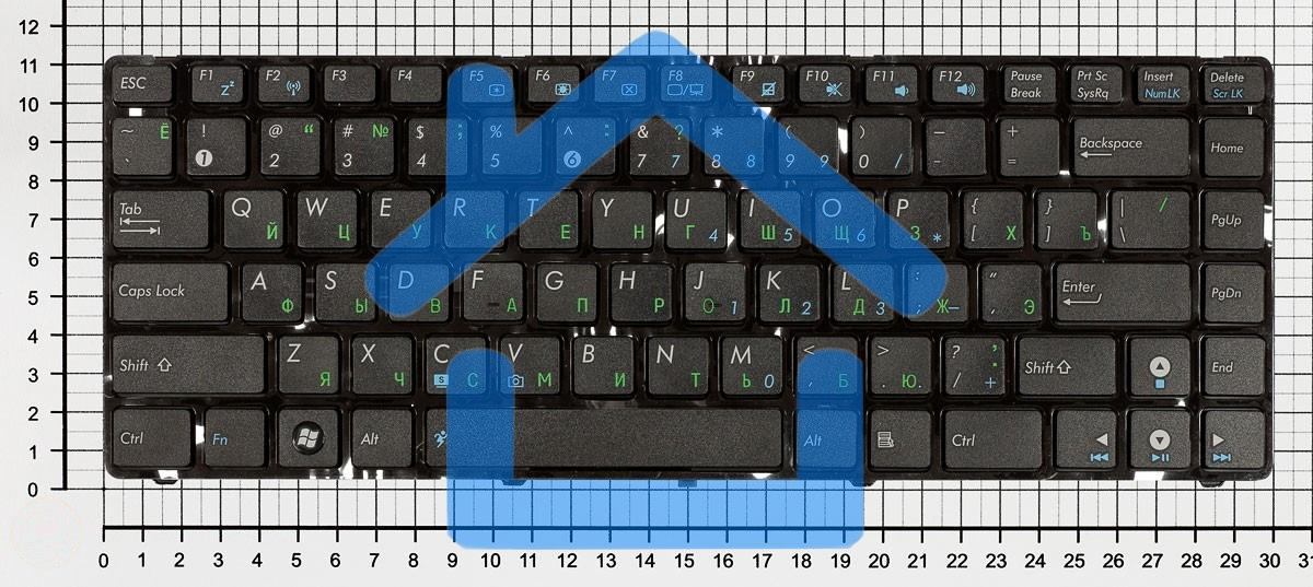 Клавиатура для ноутбука Asus UL30 K42 K43 X42 U41 черная с рамкой