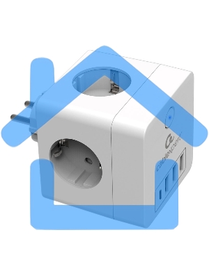 Сетевой фильтр Cablexpert Cube, CUBE-4-СU3-W, 4р, 16А, 1xType-C PD, 3хUSB, ур.защиты 2+, белый, коробка