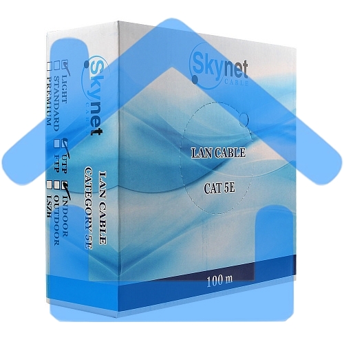 Кабель SkyNet Standart UTP indoor 2x2x0,48, медный, FLUKE TEST, кат.5e, однож., 100 м, box, серый
