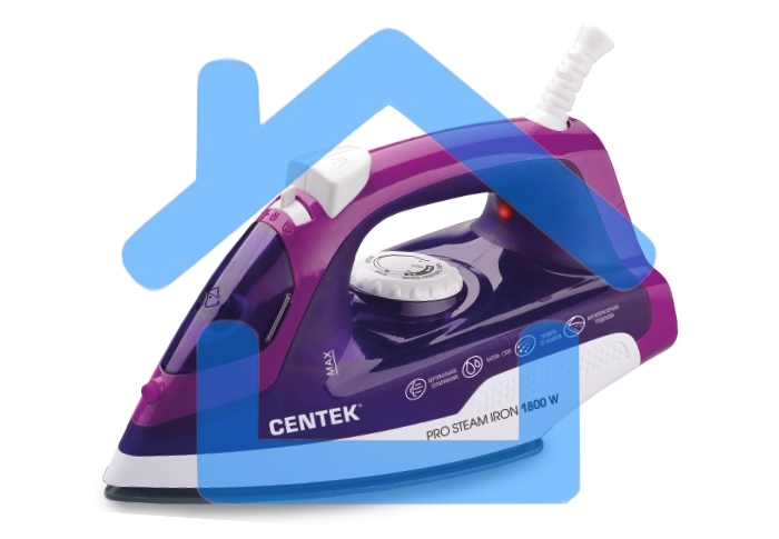 Утюг Centek CT-2348 VIOLET (фиолет) 1600Вт, КЕРАМИЧЕСКАЯ подошва, паровой удар, самоочистка, 200мл