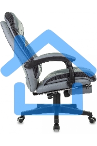 Кресло руководителя Бюрократ CH-824MSG-F серый, эко.кожа/ткань, крестов. пластик, подст. для ног