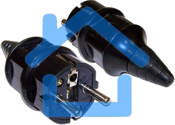 Вилка CEE 7/7 Schuko, 16A, 250V, прямая, разборная, черная