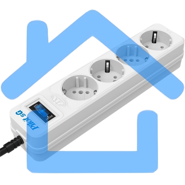 Сетевой фильтр ZIS PILOT Surge protector Pilot SG5 5 outlets (GP), 10A / 2.2kVt, automatic circuit-breaker, 5 m
