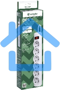 Сетевой фильтр Defender DFS 155 5.0 m, 6 розеток, белый