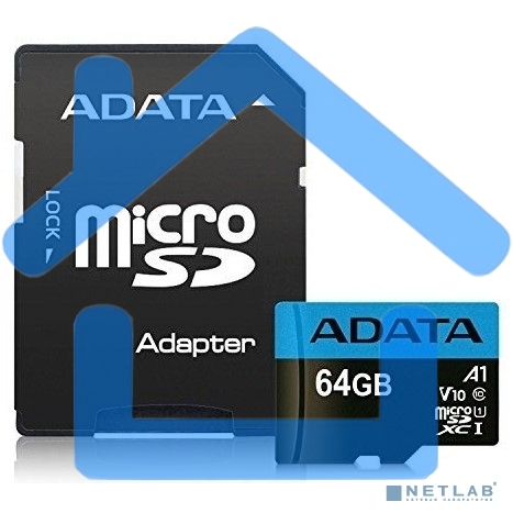 Флеш карта microSD 64Gb ADATA microSDHC Class 10 UHS-I A1 100/25 MB/s (SD адаптер)