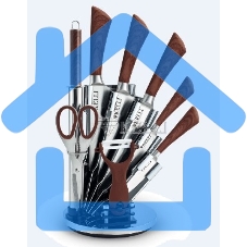 Набор кухонных ножей KELLI KL-2127 метал на подставке Высококачественная сталь 9 предметов: Топорик кухонный 16см, Нож поварской 20см, Нож хлебный 20см, Нож для резки 12см, Нож овощной 9см, Точилка, Ножницы Овощечистка с керамическим лезвиемОстрая режущая Набор кухонных ножей KELLI KL-2127 метал на подставке Высококачественная сталь 9 предметов: Топорик кухонный 16см, Нож поварской 20см, Нож хлебный 20см, Нож для резки 12см, Нож овощной 9см, Точилка, Ножницы Овощечистка с керамическим лезвиемОстрая режущая