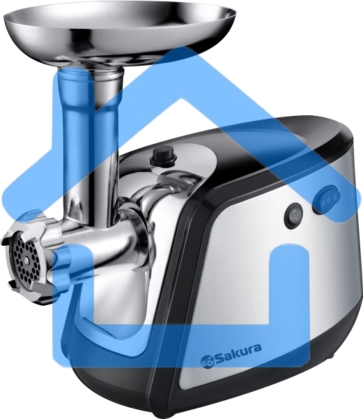 Мясорубка электрическая Sakura SA-6407, 1500 Вт, с функцией реверса, насадками кеббе, для приготовления сосисок и тремя дисками в комплекте. Материал корпуса: пластик. Материал лотка: металл.